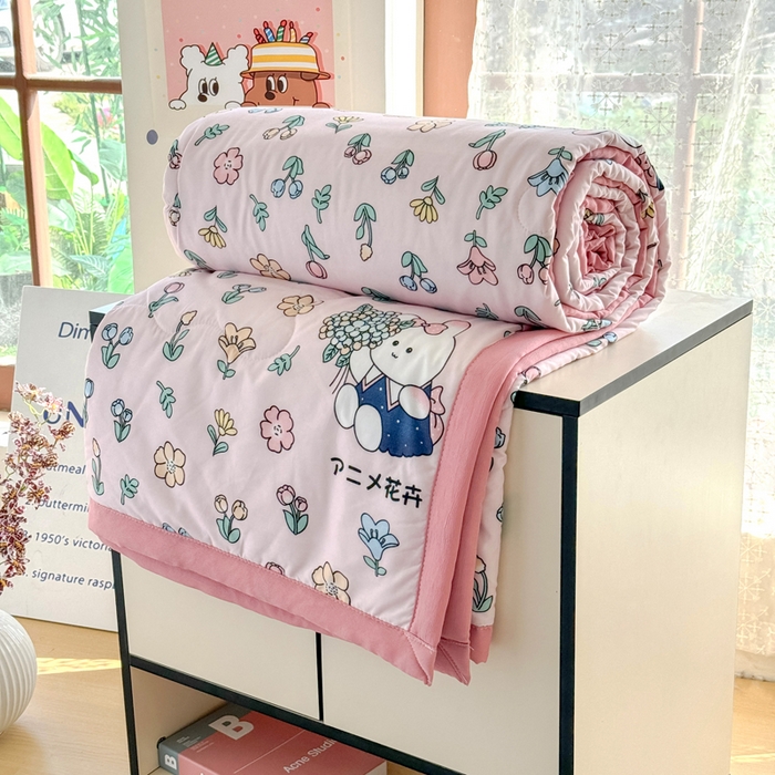 91家纺网 家纺一手货源 找家纺 卡斯诺家纺馆 2026新款水洗棉麻双层纱夏被夏凉被空调被 眷恋