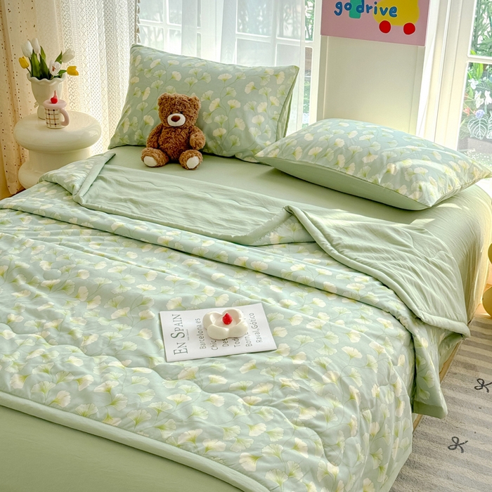 91家纺网 家纺一手货源 找家纺 卡斯诺家纺馆 2026新款水洗棉麻双层纱夏被夏凉被空调被 剪影