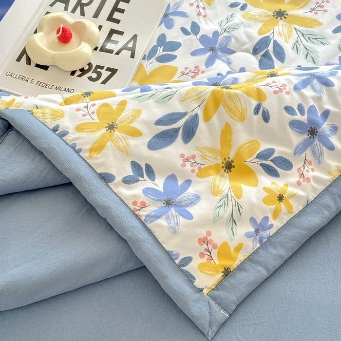 91家纺网 家纺一手货源 找家纺 卡斯诺家纺馆 2026新款水洗棉麻双层纱夏被夏凉被空调被 幽兰