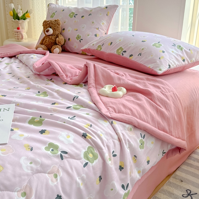 91家纺网 家纺一手货源 找家纺 卡斯诺家纺馆 2026新款水洗棉麻双层纱夏被夏凉被空调被 采薇