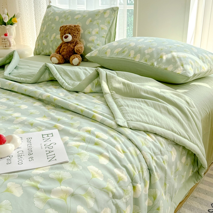 91家纺网 家纺一手货源 找家纺 卡斯诺家纺馆 2026新款水洗棉麻双层纱夏被夏凉被空调被 剪影