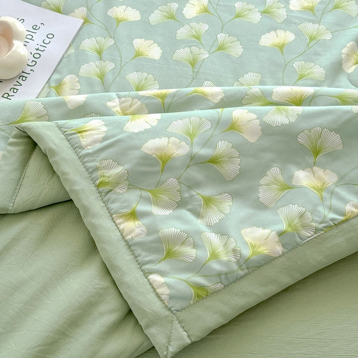 91家纺网 家纺一手货源 找家纺 卡斯诺家纺馆 2026新款水洗棉麻双层纱夏被夏凉被空调被 剪影