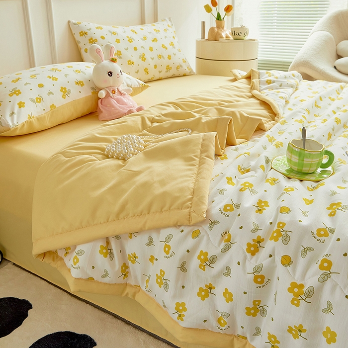 91家纺网 家纺一手货源 找家纺 卡斯诺家纺馆 2026新款水洗棉麻双层纱夏被夏凉被空调被 烟雨霓裳