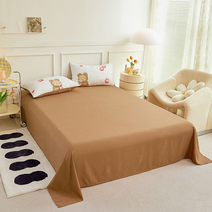 91家纺网 家纺一手货源 找家纺 卡斯诺家纺馆 2026新款水洗棉麻双层纱夏被夏凉被空调被 樱桃熊