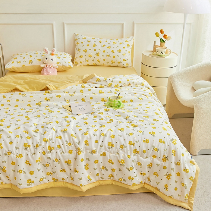 91家纺网 家纺一手货源 找家纺 卡斯诺家纺馆 2026新款水洗棉麻双层纱夏被夏凉被空调被 烟雨霓裳