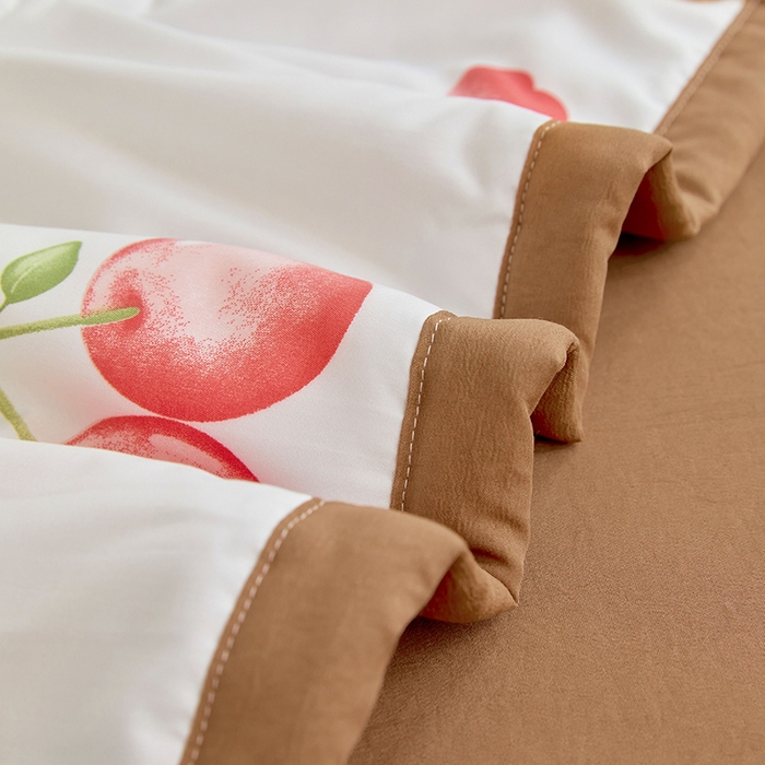 91家纺网 家纺一手货源 找家纺 卡斯诺家纺馆 2026新款水洗棉麻双层纱夏被夏凉被空调被 樱桃熊