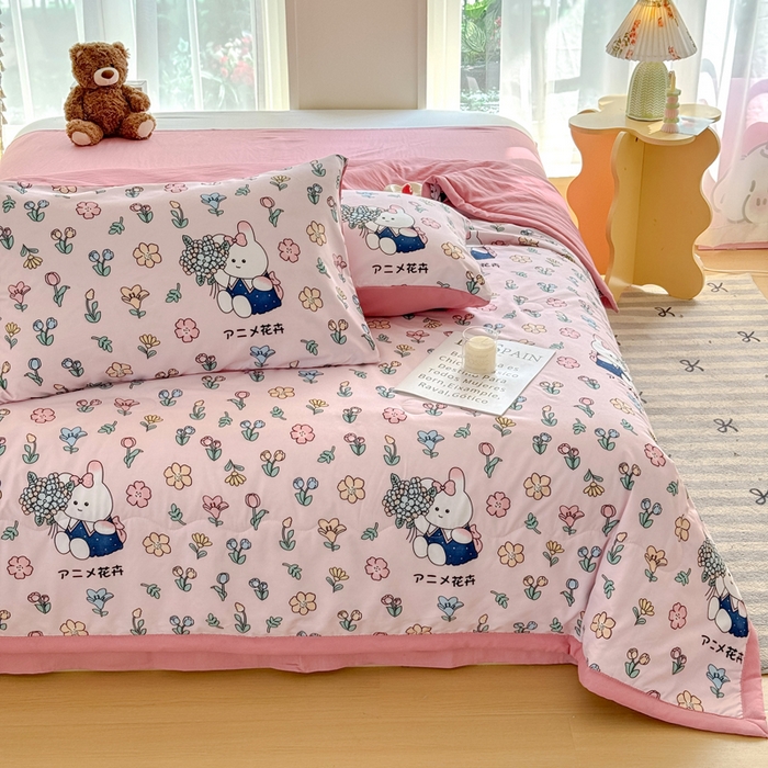 91家纺网 家纺一手货源 找家纺 卡斯诺家纺馆 2026新款水洗棉麻双层纱夏被夏凉被空调被 眷恋