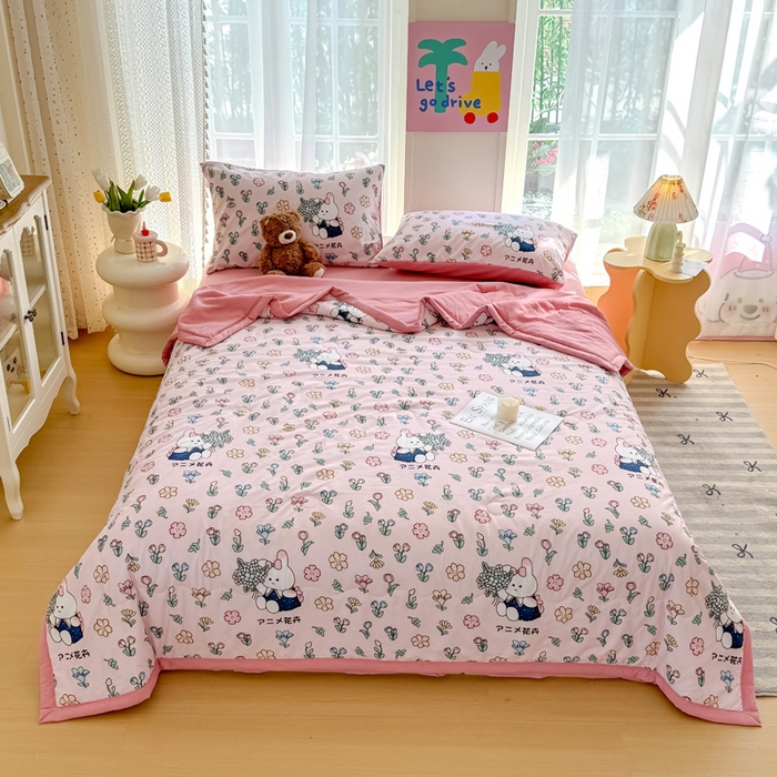 91家纺网 家纺一手货源 找家纺 卡斯诺家纺馆 2026新款水洗棉麻双层纱夏被夏凉被空调被 眷恋