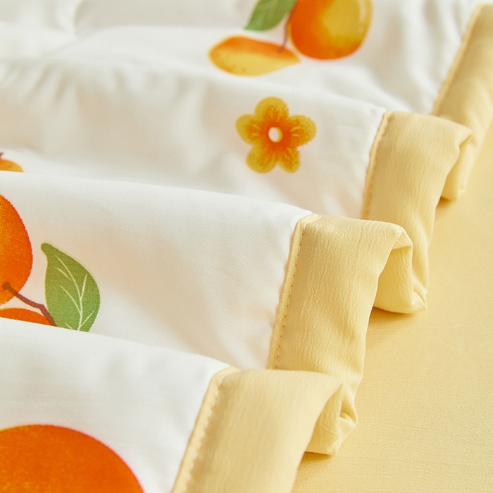 91家纺网 家纺一手货源 找家纺 卡斯诺家纺馆 2026新款水洗棉麻双层纱夏被夏凉被空调被 橙意满满