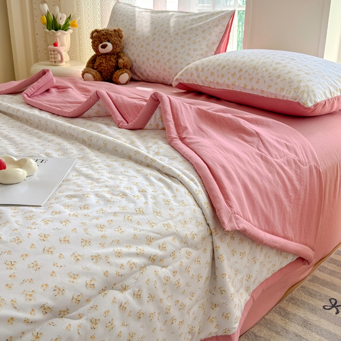 91家纺网 家纺一手货源 找家纺 卡斯诺家纺馆 2026新款水洗棉麻双层纱夏被夏凉被空调被 微雨