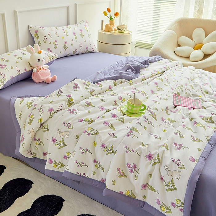 91家纺网 家纺一手货源 找家纺 卡斯诺家纺馆 2026新款水洗棉麻双层纱夏被夏凉被空调被 半夏微凉