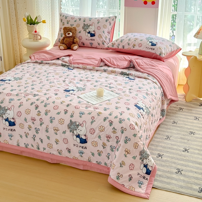 91家纺网 家纺一手货源 找家纺 卡斯诺家纺馆 2026新款水洗棉麻双层纱夏被夏凉被空调被 眷恋