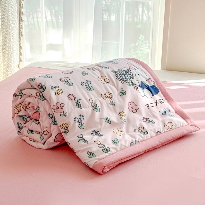 91家纺网 家纺一手货源 找家纺 卡斯诺家纺馆 2026新款水洗棉麻双层纱夏被夏凉被空调被 眷恋