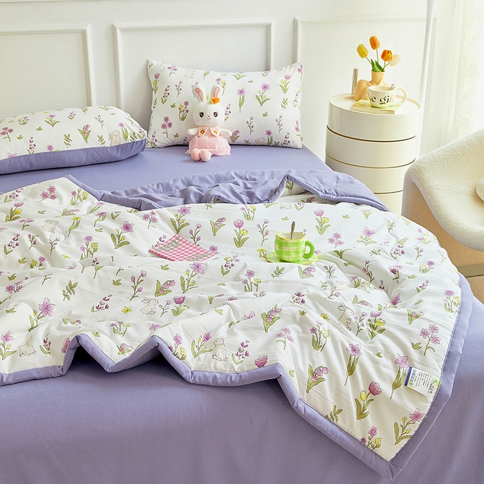 91家纺网 家纺一手货源 找家纺 卡斯诺家纺馆 2026新款水洗棉麻双层纱夏被夏凉被空调被 半夏微凉