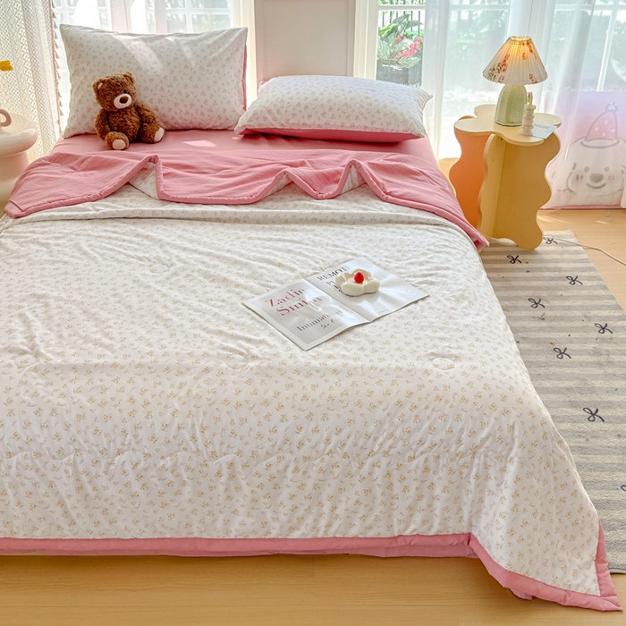 91家纺网 家纺一手货源 找家纺 卡斯诺家纺馆 2026新款水洗棉麻双层纱夏被夏凉被空调被 微雨