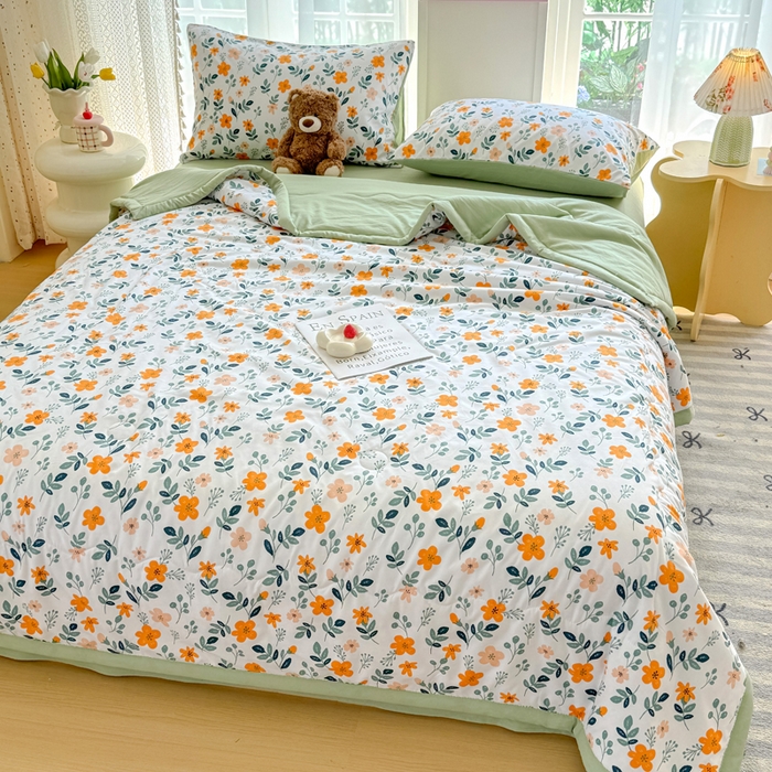 91家纺网 家纺一手货源 找家纺 卡斯诺家纺馆 2026新款水洗棉麻双层纱夏被夏凉被空调被 淑娴