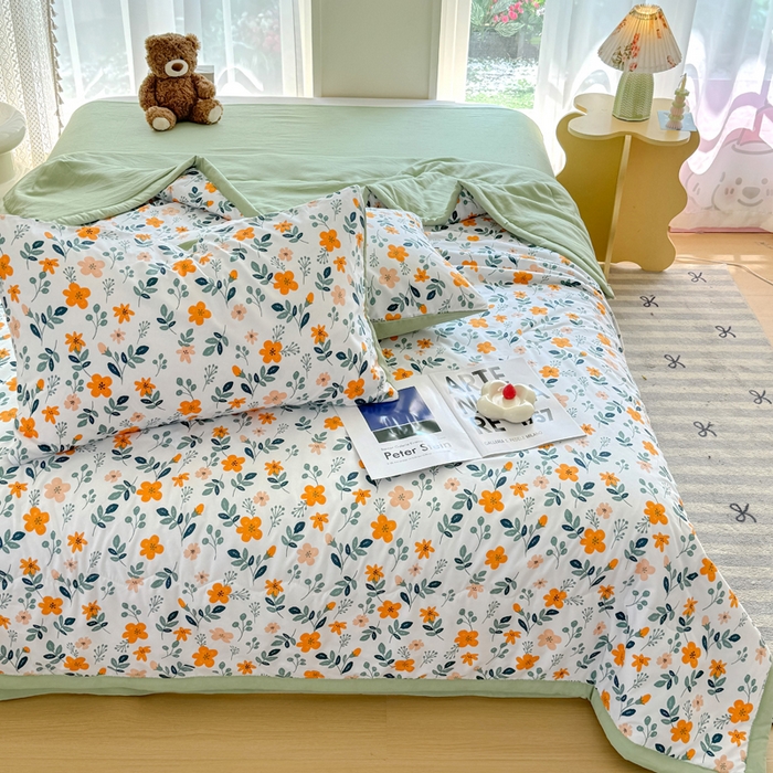 91家纺网 家纺一手货源 找家纺 卡斯诺家纺馆 2026新款水洗棉麻双层纱夏被夏凉被空调被 淑娴