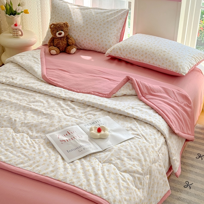 91家纺网 家纺一手货源 找家纺 卡斯诺家纺馆 2026新款水洗棉麻双层纱夏被夏凉被空调被 微雨