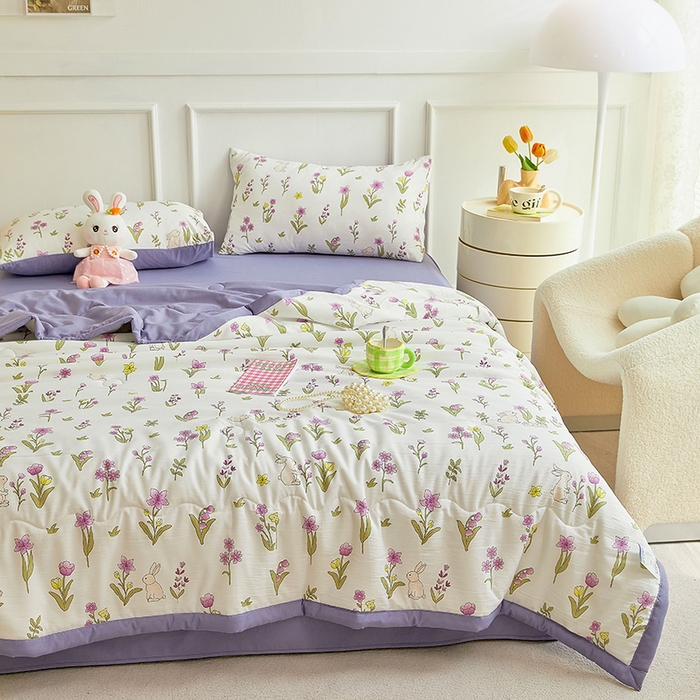 91家纺网 家纺一手货源 找家纺 卡斯诺家纺馆 2026新款水洗棉麻双层纱夏被夏凉被空调被 半夏微凉