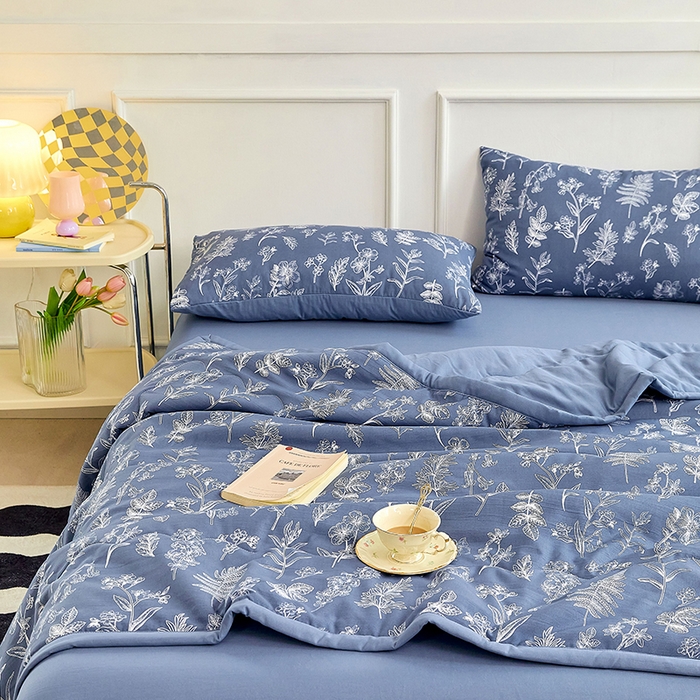 91家纺网 家纺一手货源 找家纺 卡斯诺家纺馆 2026新款水洗棉麻双层纱夏被夏凉被空调被 暗香