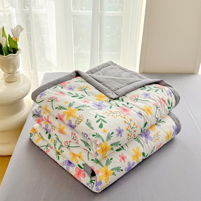 91家纺网 家纺一手货源 找家纺 卡斯诺家纺馆 2026新款水洗棉麻双层纱夏被夏凉被空调被 沉香