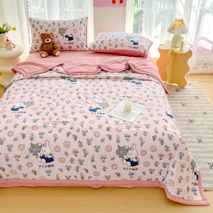 91家纺网 家纺一手货源 找家纺 卡斯诺家纺馆 2026新款水洗棉麻双层纱夏被夏凉被空调被 眷恋