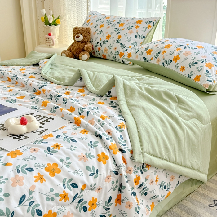 91家纺网 家纺一手货源 找家纺 卡斯诺家纺馆 2026新款水洗棉麻双层纱夏被夏凉被空调被 淑娴