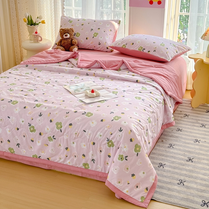 91家纺网 家纺一手货源 找家纺 卡斯诺家纺馆 2026新款水洗棉麻双层纱夏被夏凉被空调被 采薇