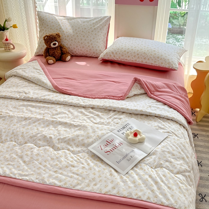 91家纺网 家纺一手货源 找家纺 卡斯诺家纺馆 2026新款水洗棉麻双层纱夏被夏凉被空调被 微雨