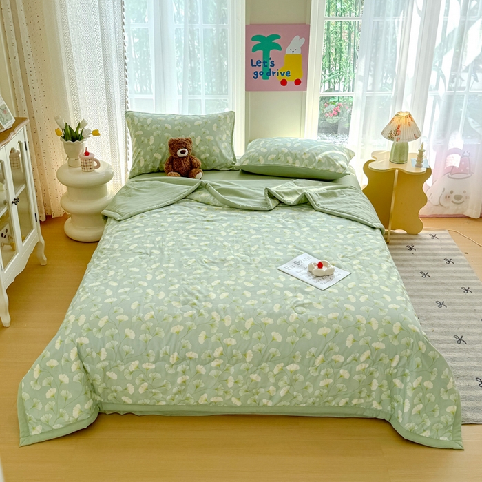 91家纺网 家纺一手货源 找家纺 卡斯诺家纺馆 2026新款水洗棉麻双层纱夏被夏凉被空调被 剪影