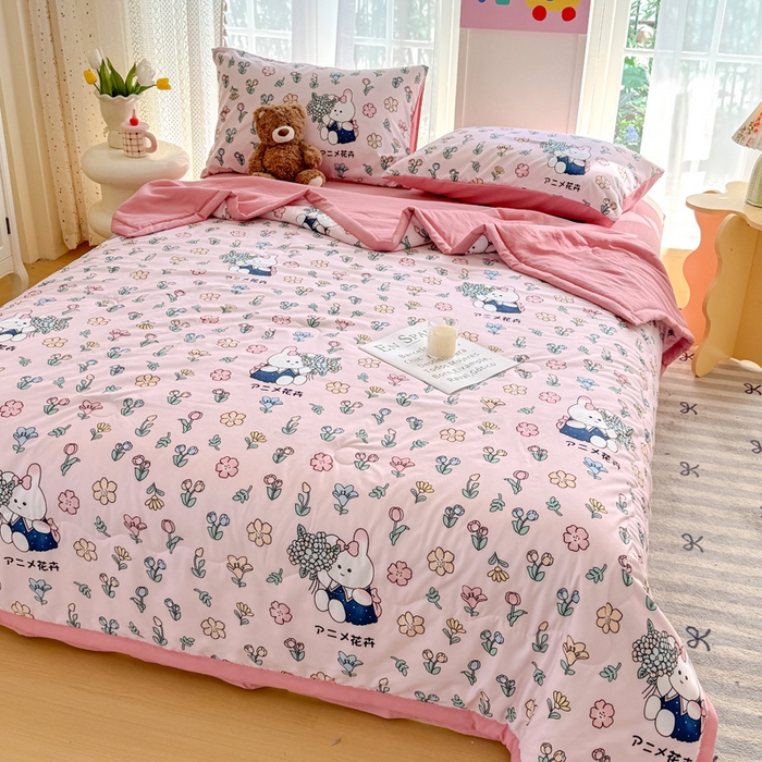 91家纺网 家纺一手货源 找家纺 卡斯诺家纺馆 2026新款水洗棉麻双层纱夏被夏凉被空调被 眷恋