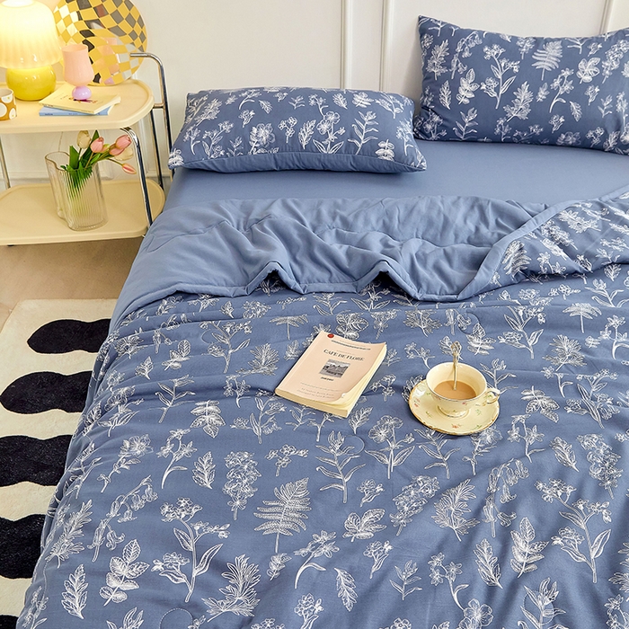 91家纺网 家纺一手货源 找家纺 卡斯诺家纺馆 2026新款水洗棉麻双层纱夏被夏凉被空调被 暗香