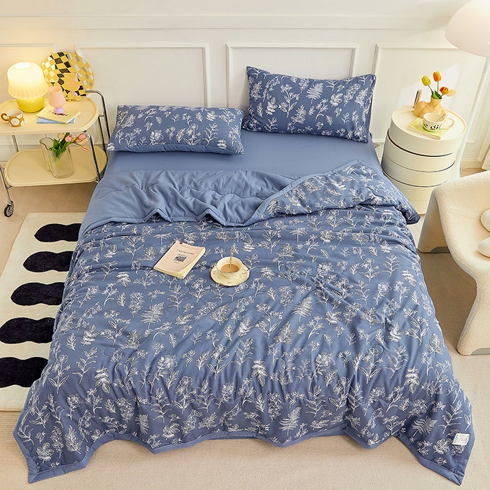 91家纺网 家纺一手货源 找家纺 卡斯诺家纺馆 2026新款水洗棉麻双层纱夏被夏凉被空调被 暗香