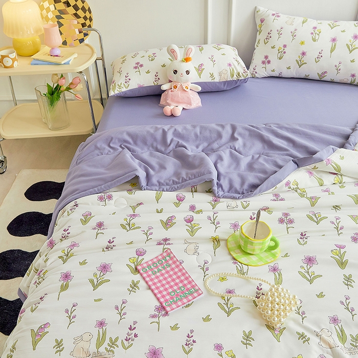 91家纺网 家纺一手货源 找家纺 卡斯诺家纺馆 2026新款水洗棉麻双层纱夏被夏凉被空调被 半夏微凉