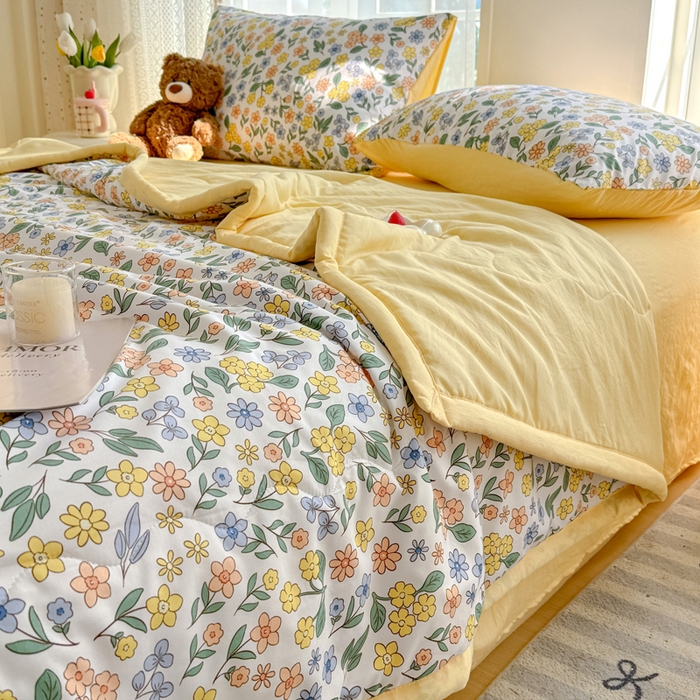 91家纺网 家纺一手货源 找家纺 卡斯诺家纺馆 2026新款水洗棉麻双层纱夏被夏凉被空调被 魅影