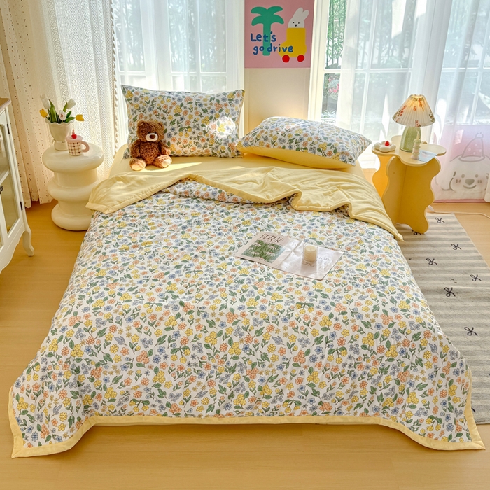 91家纺网 家纺一手货源 找家纺 卡斯诺家纺馆 2026新款水洗棉麻双层纱夏被夏凉被空调被 魅影