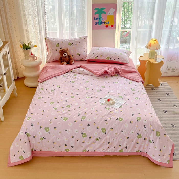 91家纺网 家纺一手货源 找家纺 卡斯诺家纺馆 2026新款水洗棉麻双层纱夏被夏凉被空调被 采薇