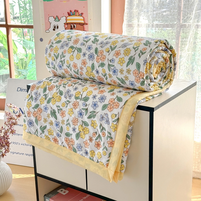 91家纺网 家纺一手货源 找家纺 卡斯诺家纺馆 2026新款水洗棉麻双层纱夏被夏凉被空调被 魅影