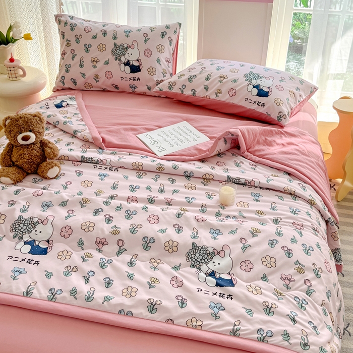 91家纺网 家纺一手货源 找家纺 卡斯诺家纺馆 2026新款水洗棉麻双层纱夏被夏凉被空调被 眷恋