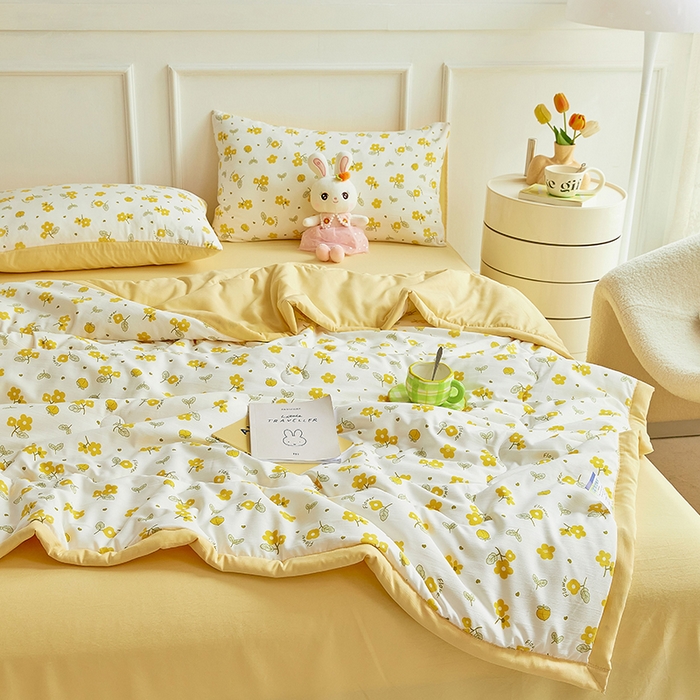 91家纺网 家纺一手货源 找家纺 卡斯诺家纺馆 2026新款水洗棉麻双层纱夏被夏凉被空调被 烟雨霓裳