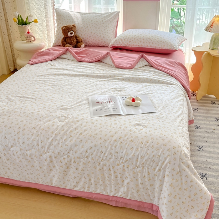 91家纺网 家纺一手货源 找家纺 卡斯诺家纺馆 2026新款水洗棉麻双层纱夏被夏凉被空调被 微雨