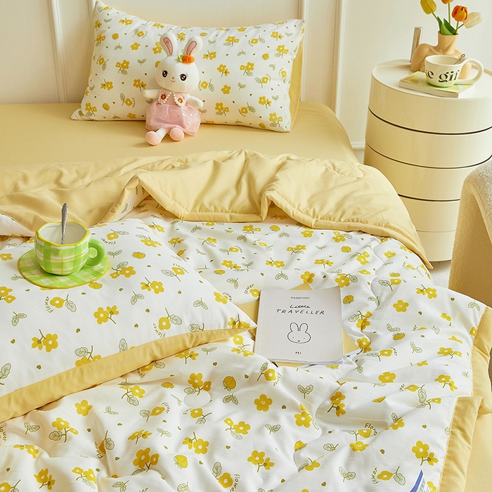 91家纺网 家纺一手货源 找家纺 卡斯诺家纺馆 2026新款水洗棉麻双层纱夏被夏凉被空调被 烟雨霓裳