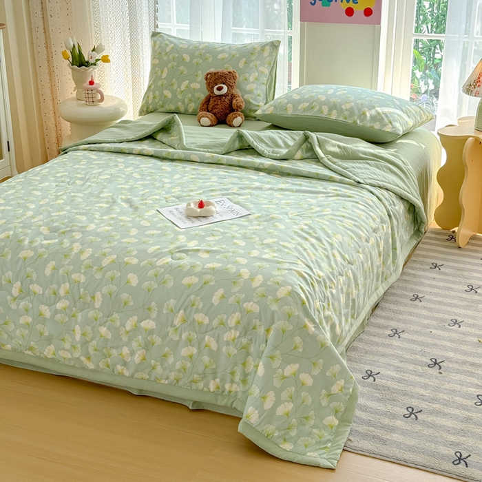 91家纺网 家纺一手货源 找家纺 卡斯诺家纺馆 2026新款水洗棉麻双层纱夏被夏凉被空调被 剪影