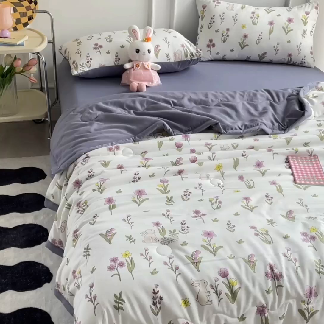 91家纺网 家纺一手货源 找家纺 卡斯诺家纺馆 2026新款水洗棉麻双层纱夏被夏凉被空调被 半夏微凉