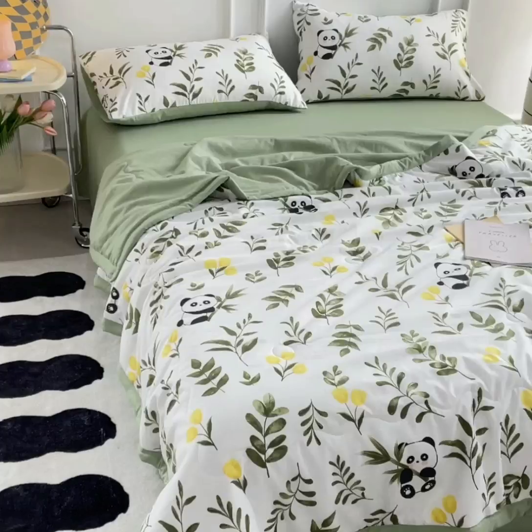 91家纺网 家纺一手货源 找家纺 卡斯诺家纺馆 2026新款水洗棉麻双层纱夏被夏凉被空调被 惜颜