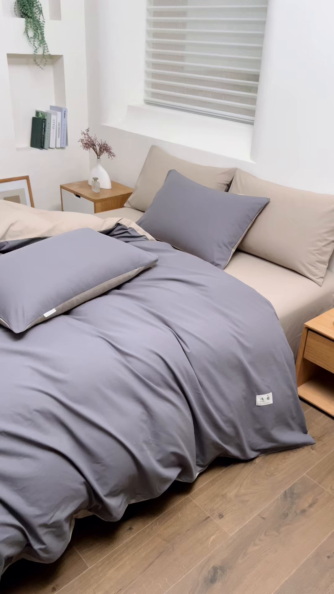 91家纺网 家纺一手货源 找家纺 居美良品 2026新款100%全棉色织水洗棉被套A类纯棉被罩单品被套被套单件 深灰-咖