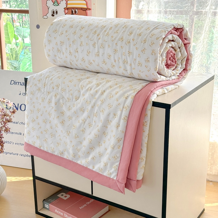 91家纺网 家纺一手货源 找家纺 卡斯诺家纺馆 2026新款水洗棉麻双层纱夏被夏凉被空调被 微雨