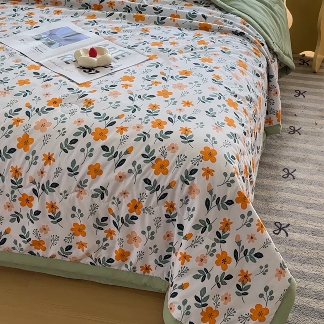 91家纺网 家纺一手货源 找家纺 卡斯诺家纺馆 2026新款水洗棉麻双层纱夏被夏凉被空调被 淑娴