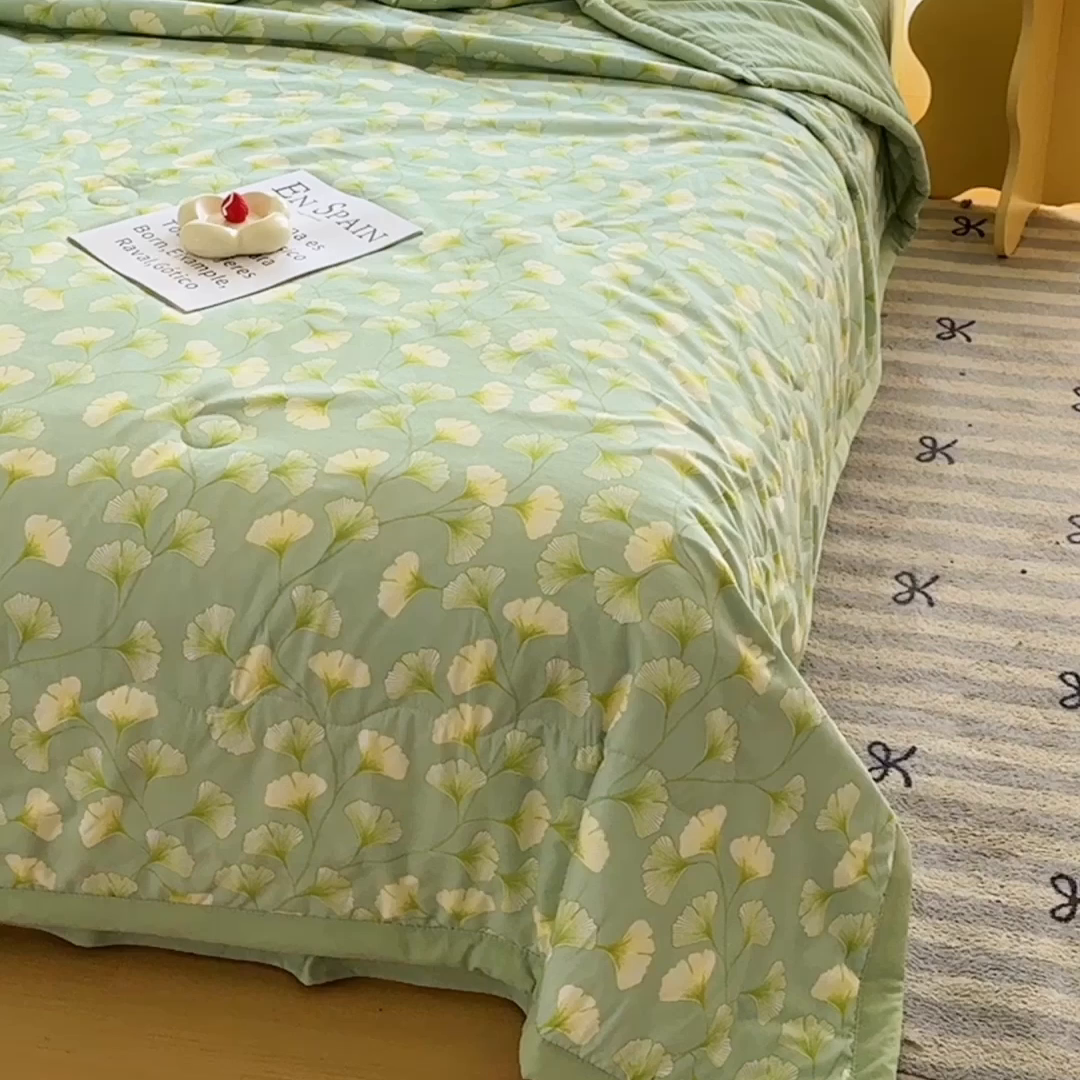 91家纺网 家纺一手货源 找家纺 卡斯诺家纺馆 2026新款水洗棉麻双层纱夏被夏凉被空调被 剪影