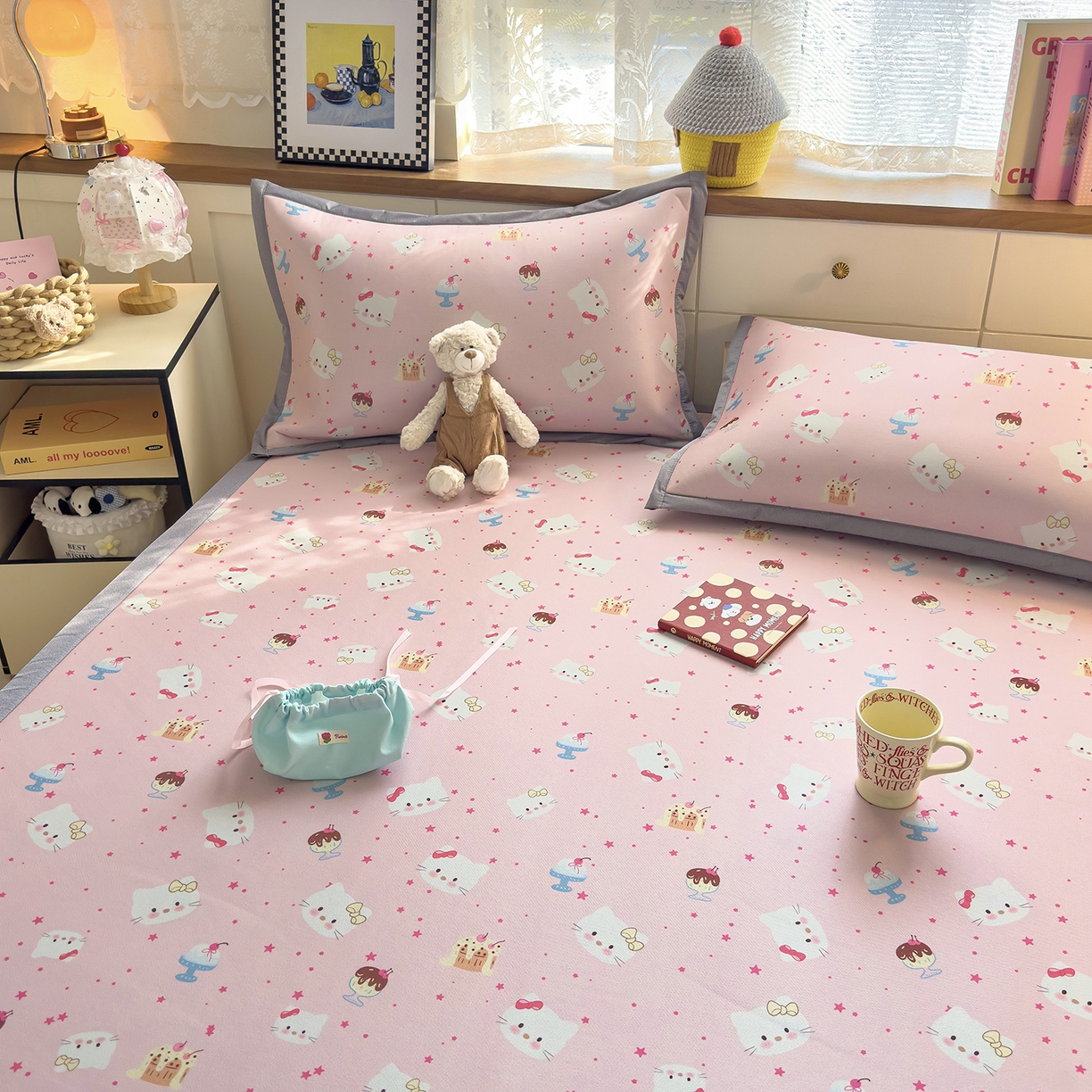 91家纺网 家纺一手货源 找家纺 （总）圣比熊 2026新款烫光数码印花冰丝凉席